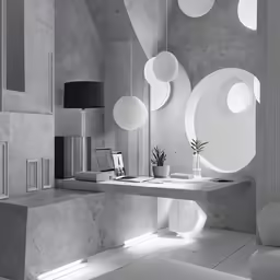 an image of a living room setting in black and white