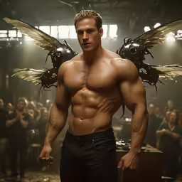 a man with large breasts and large wings posing