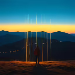 a man standing on top of a hill