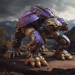 a creature is in the middle of a mountain
