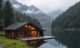 a house sitting on top of a lake