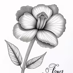 a drawing of a flower with the words,