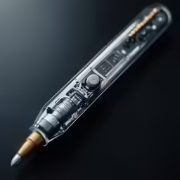 a pen with some sort of mechanical item inside it