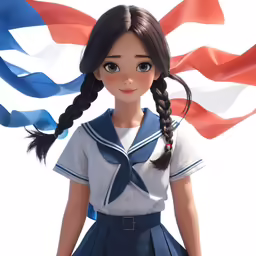a cartoon character that looks like an asian girl with ponytails
