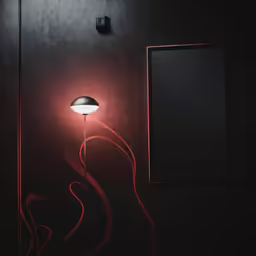 a lamp that is sitting on the ground