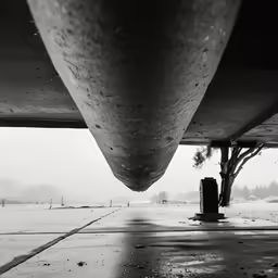 a snow covered runway at an airport with a tree in the background