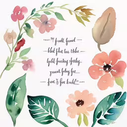 a watercolor painting with florals and leaves in a circle,a watercolor drawing of flowers and leaves with the words, it is god