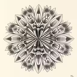 this is a drawing of a circular design made of flowers,a drawing of flowers on a white background