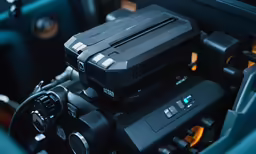 there is a set of cameras on top of some kind of control box