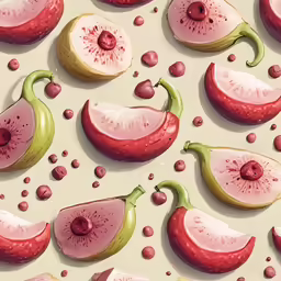 the fruit and vegetable paintings are arranged on a table