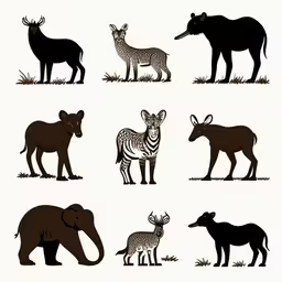 an image of animals that can be seen in the wild,different types of animals are shown on this white sheet