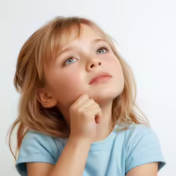 a girl is looking up to the sky