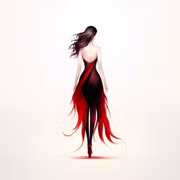 a painting shows a woman with her hair blowing in the wind,an art piece featuring a woman with long hair