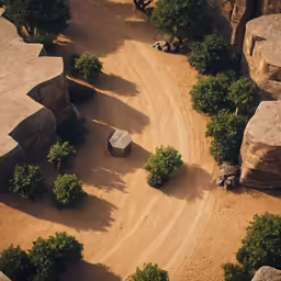 the top view of a small hut in an open area