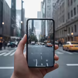 a person holding up a smart phone taking pictures