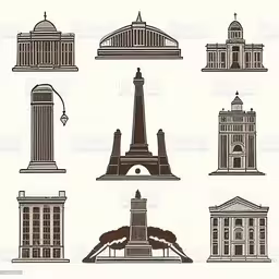 an image of architectural buildings and monuments royalty illustration,the ancient monuments of europe in a flat style royalty
