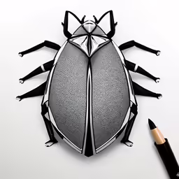 a close up of a beetle on a white surface