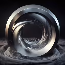 an abstract sculpture is shown against a black background