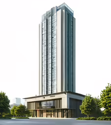 an architectural rendering of a modern office building