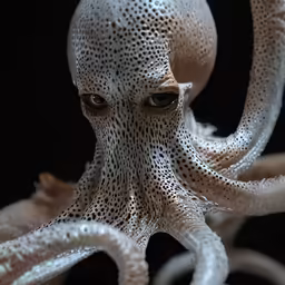 an octopus with perforated skin, in white
