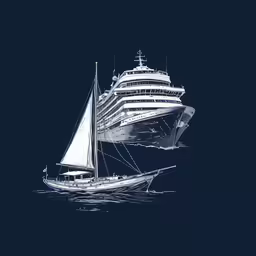 an old fashioned boat and a large cruise ship