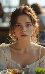 a young lady sitting with a fork in her hand