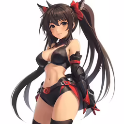 the anime girl in the black cosplay poses for the camera