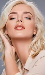 blond woman with blonde hair and makeup
