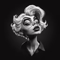 a woman in black and white with makeup