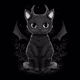 a cat with wings on its back and a bat on its neck