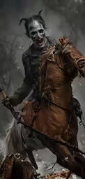 a man riding on the back of a horse in a costume