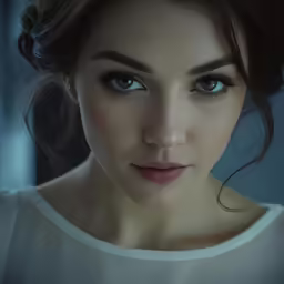 a beautiful woman with light blue eyes and hair