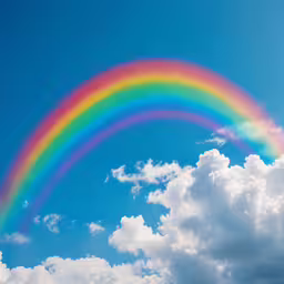 a rainbow appears to over the clouds and a boat