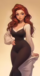 a woman in tight clothes is sitting and posing