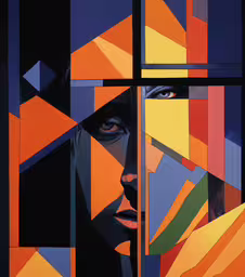 an image of the face of a person with different colors,a person with their hand on his face next to a window