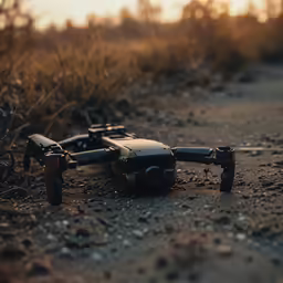 an electronic device laying on its side in the middle of a field