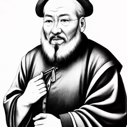 an old - fashioned black and white image of a man with a balding beard
