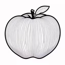 a black and white drawing of an apple,a drawing of an apple with the stem raised