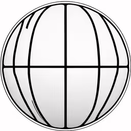 an image of a sphere with four sections,a white and black orb with an intersecting section at the top
