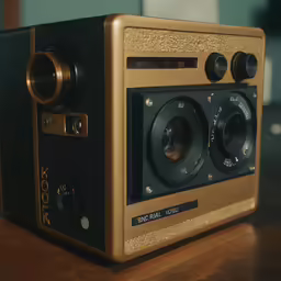 this old fashioned camera is sitting on a table