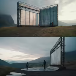 two different frames are showing a landscape and one of the two is taken