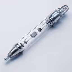 a silver pen is set on a white background