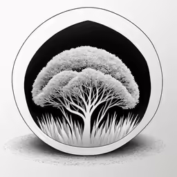 an illustration of trees on the inside of a circle