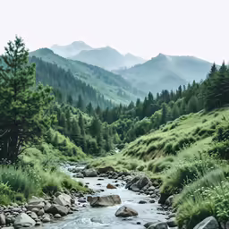 the stream has lots of rocks in it