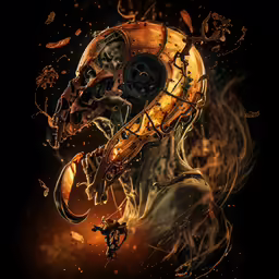 a digital drawing of a human head with steam coming out of it
