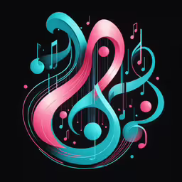 colorful musical music notes with music staff on the side