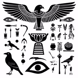 the egyptian symbols with different designs on it