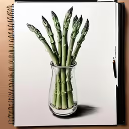drawing of some green stems in a glass vase