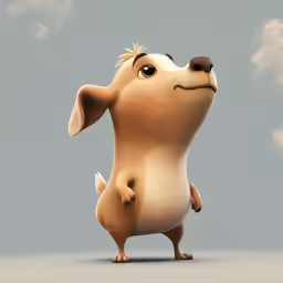 a cartoon dog looks up at a cloud in the sky