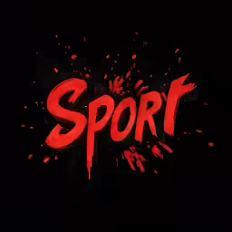 a red word spelling sports in black and red spray